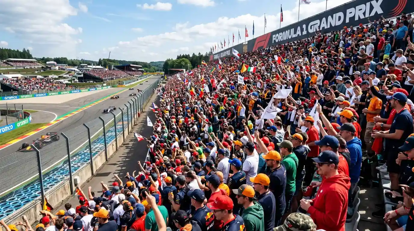 Gradas llenas de aficionados de Fórmula 1 durante un Gran Premio con récord de asistencia